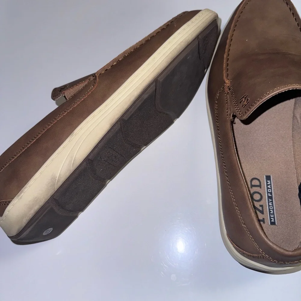 Izod Men's Brown Slip-On Casual Loafers with Cream Sole